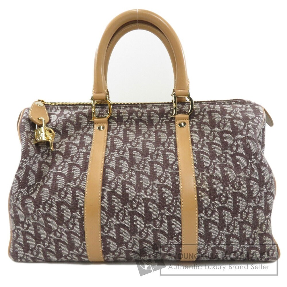 Christian Dior Trotter Boston Bag Canvas Leather